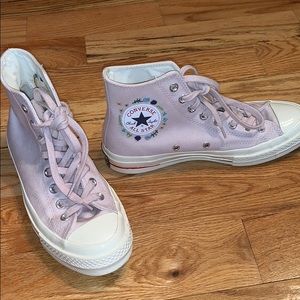 Lilac Purple Embroidered Converse